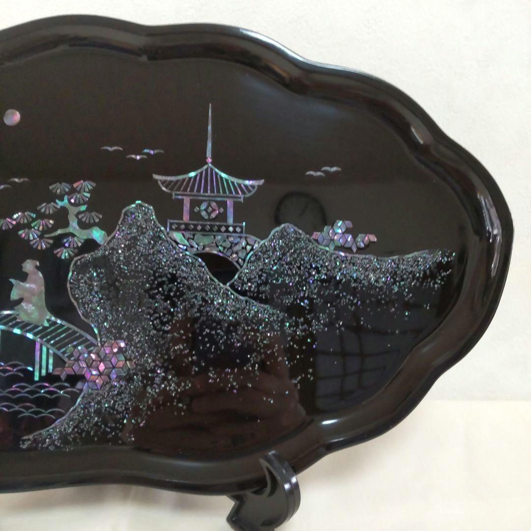 螺鈿細工 飾り盆 飾り皿 高岡漆器 青貝塗 繊細優美 伝統工芸品