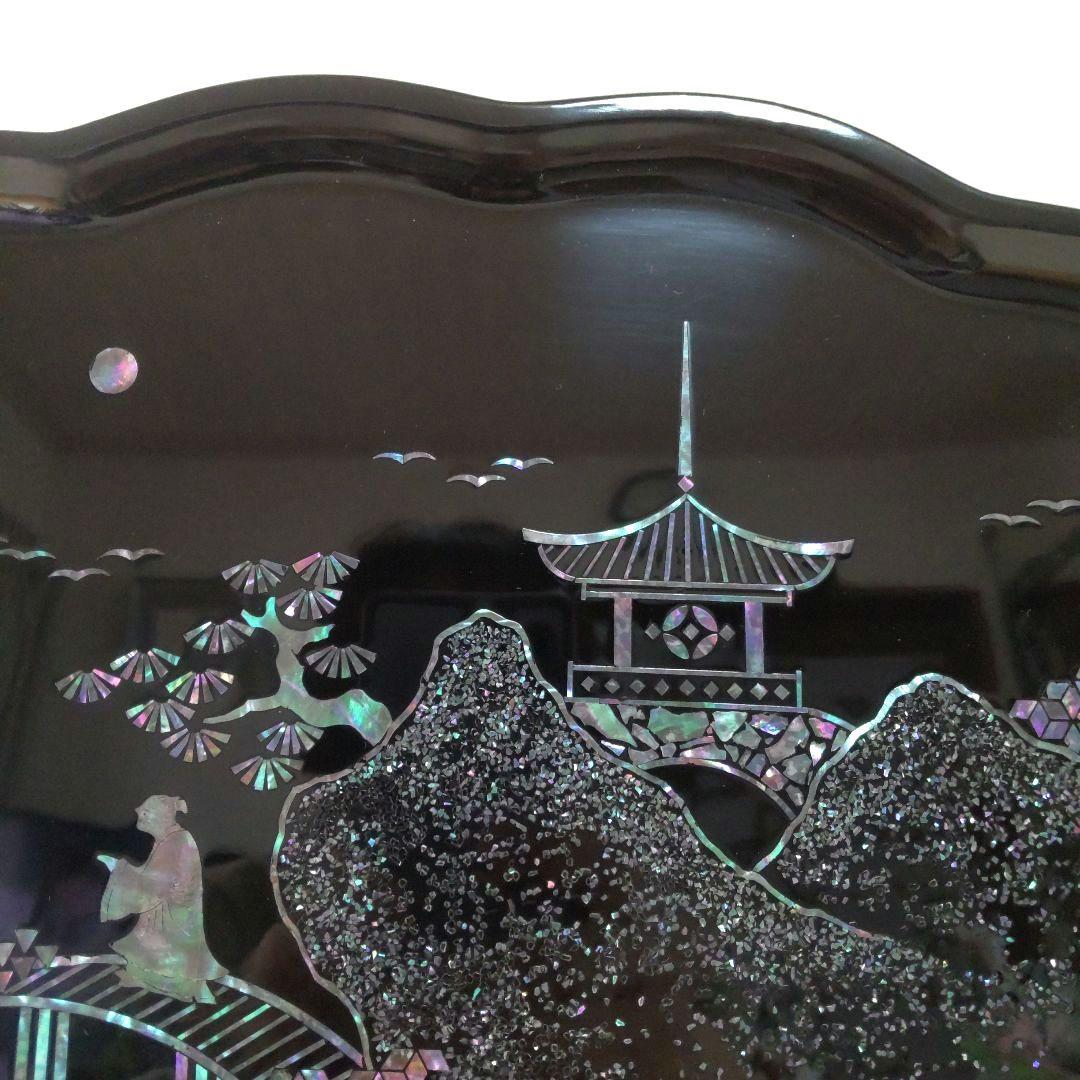 螺鈿細工 飾り盆 飾り皿 高岡漆器 青貝塗 繊細優美 伝統工芸品