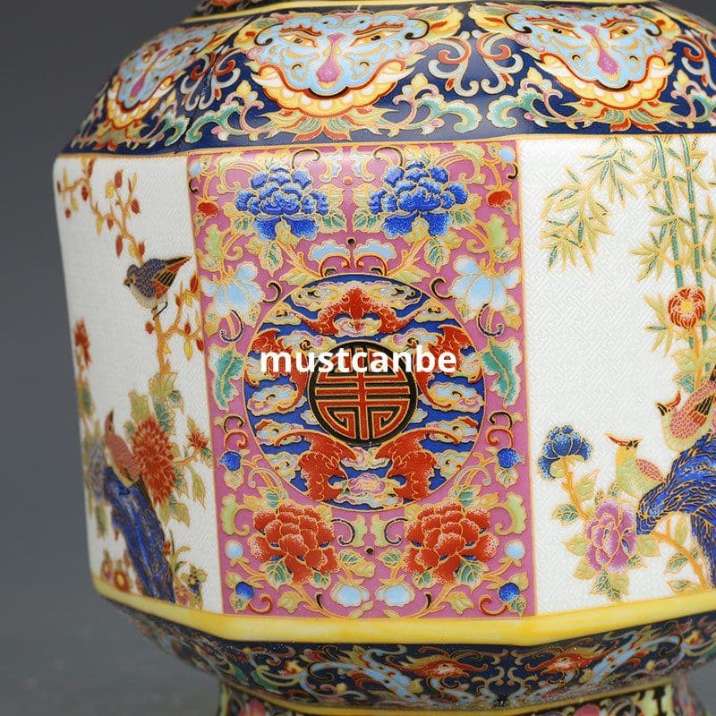 景徳鎮 琺瑯彩陶磁花瓶 装飾品 工芸品 置物