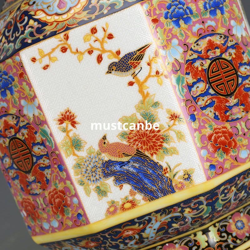 景徳鎮 琺瑯彩陶磁花瓶 装飾品 工芸品 置物