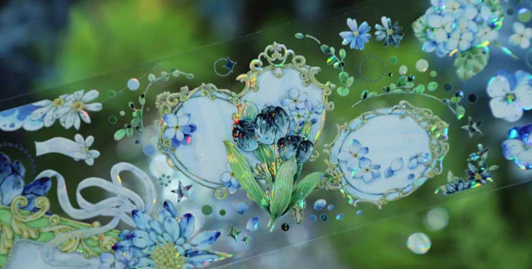 巻売 636★ 海外 マスキングテープ マステ PET 花 装飾 鏡 贝壳光