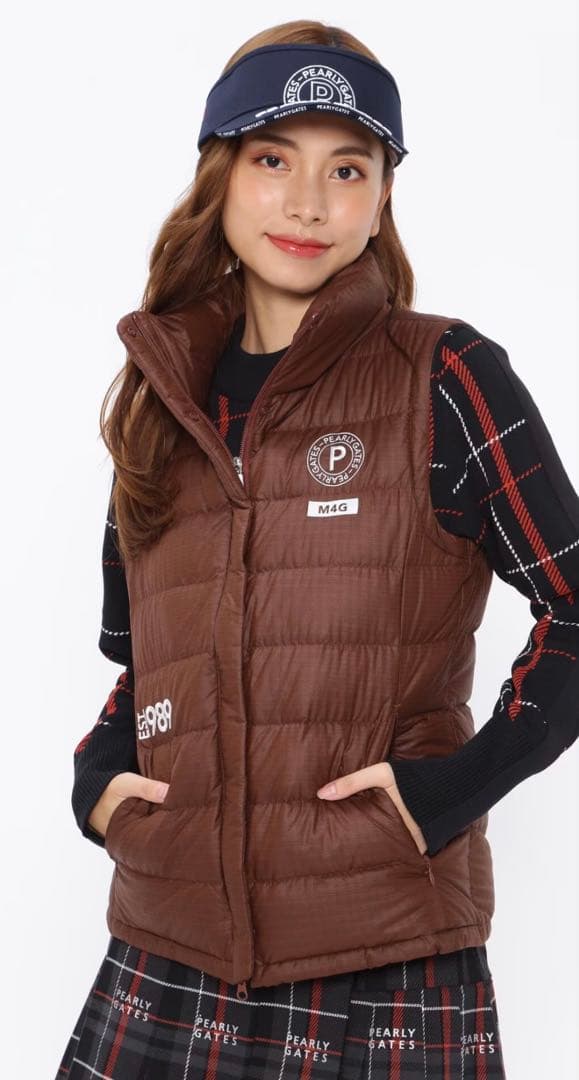 原英莉花プロ着用★パーリーゲイツPEARLYGATES高機能ダウンジャケット茶S