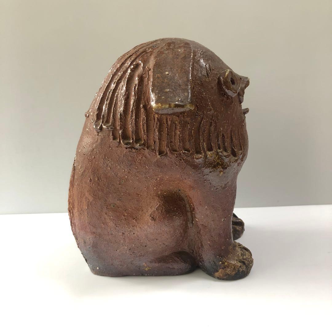 備前焼　置物　狛犬　シーサー　阿吽　魔除け　時代　アンティーク　民芸　手作り