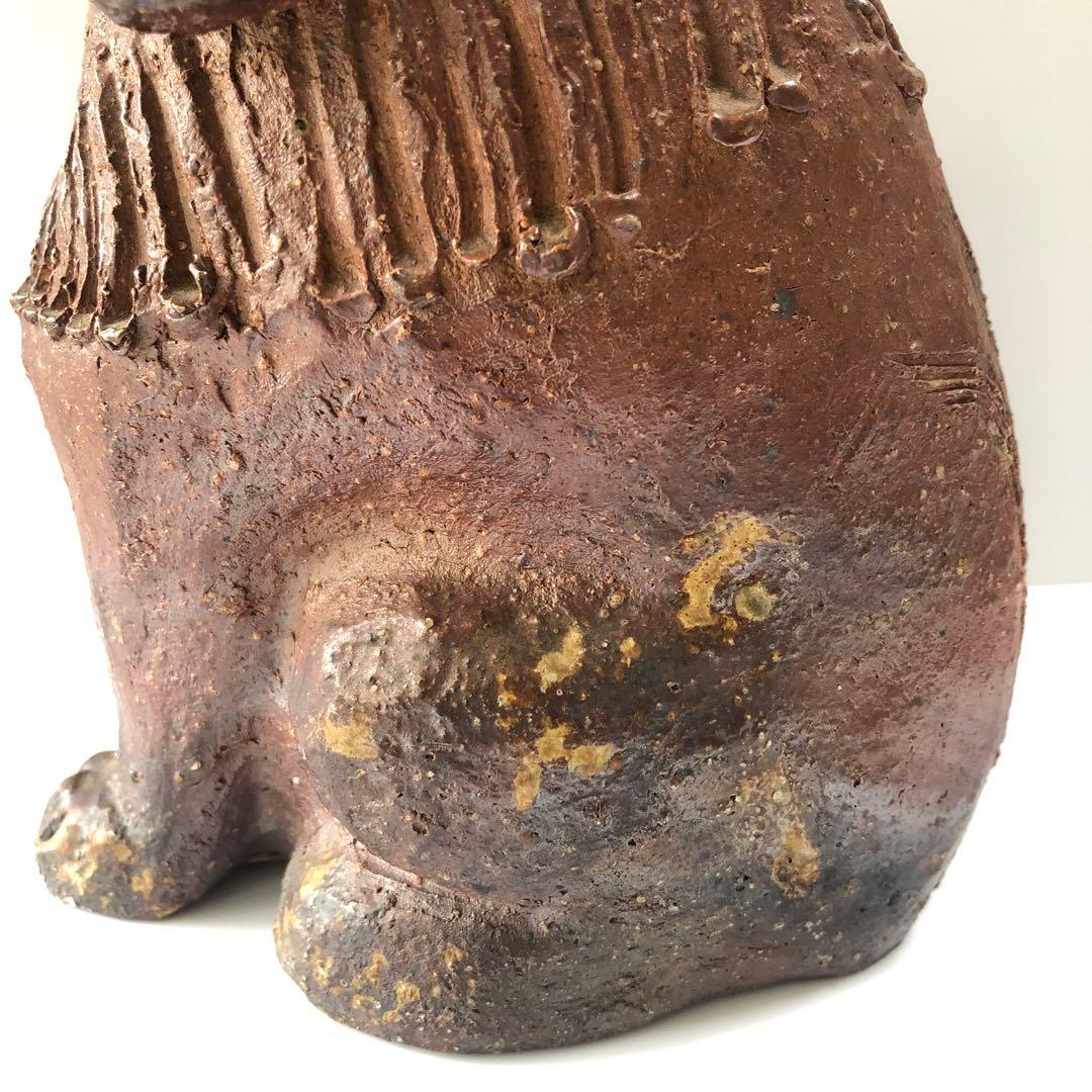 備前焼　置物　狛犬　シーサー　阿吽　魔除け　時代　アンティーク　民芸　手作り