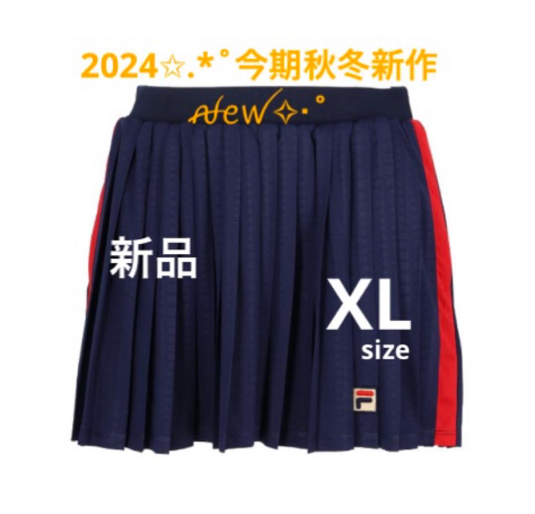 No.609 FILA 今期秋冬最新☆*。エンボスプリーツスコート☆NAVY☆
