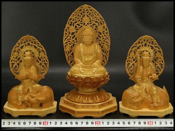 仏教美術 大日如来像 普賢菩薩 文殊菩薩 三体(ZE475)