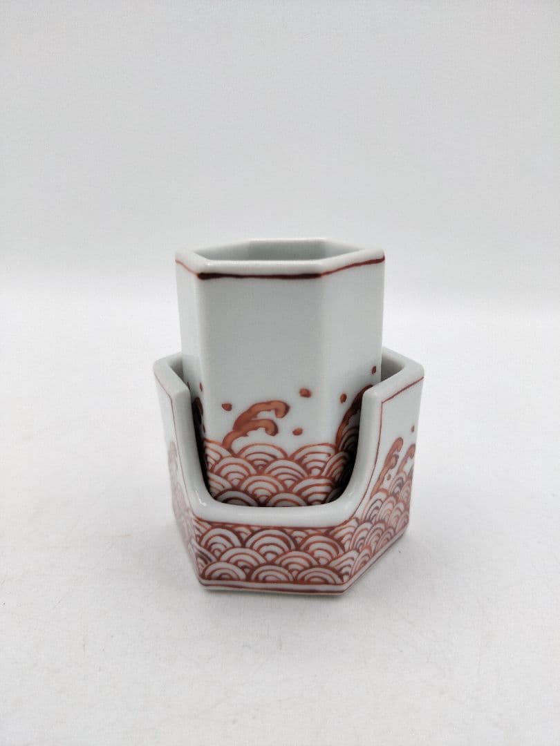 c729 煎茶 盆巾巾筒 青海波 北村和煌 茶道具 古物