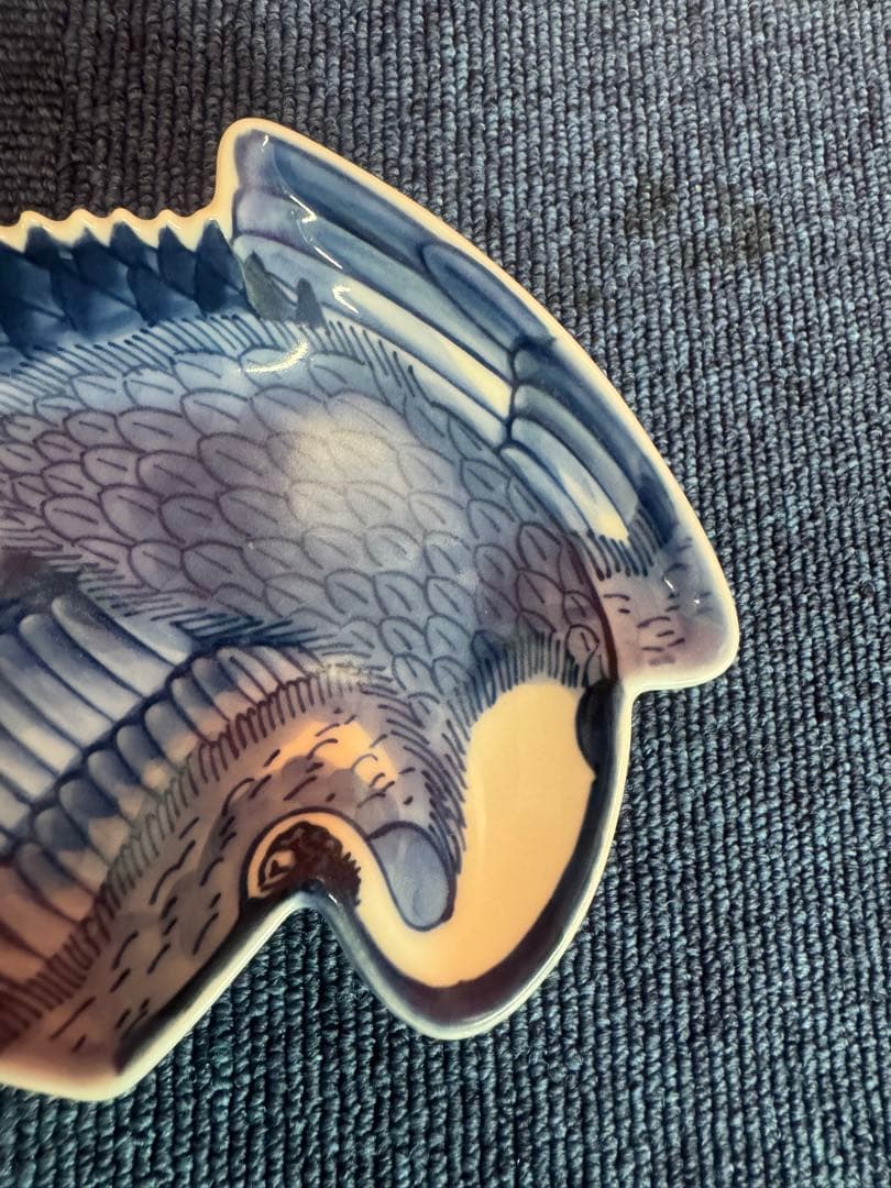 1810 希少　源右衛門　変形皿　鶴文