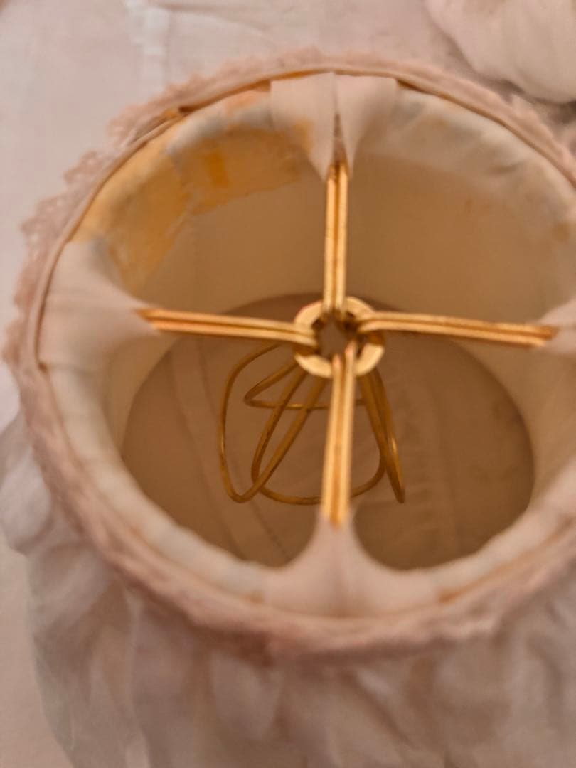 ① ランプシェード　フリルカバー　フランスアンティーク　リメイク