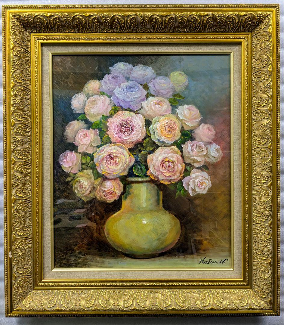 画家haru油彩画★F8号★薔薇★肉筆画＊一点物＊静物画★