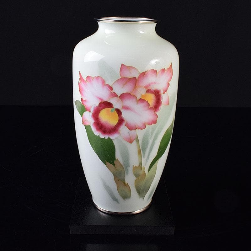 七宝焼　後藤七宝　後藤銅器店　花文　花瓶　書付箱　V　R8181