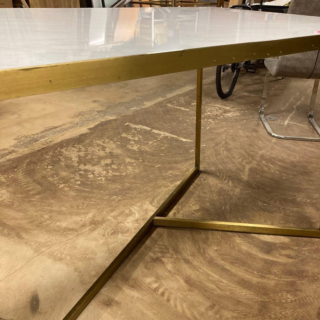 【送料込み】アンティーク　大理石風テーブル　ゴールドフレーム　店舗什器