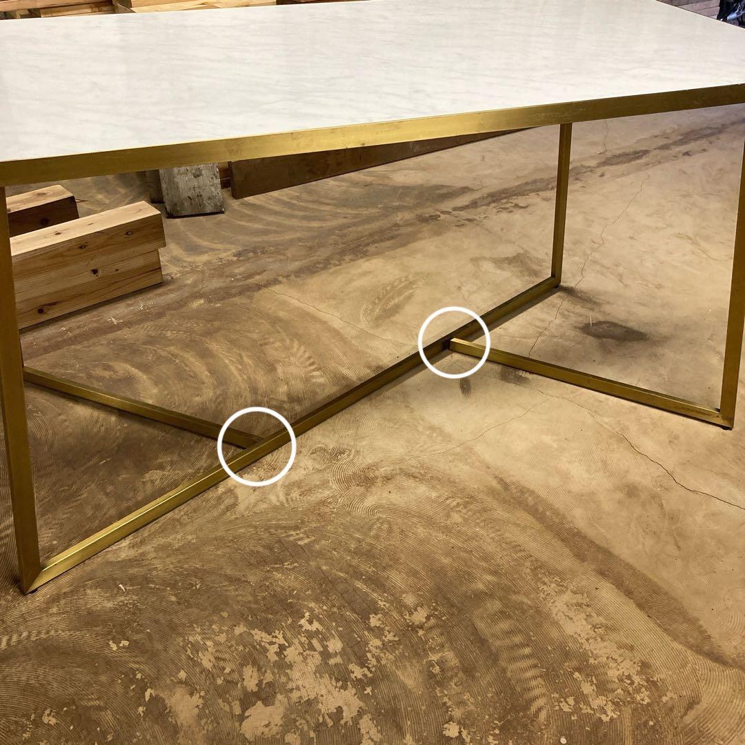 【送料込み】アンティーク　大理石風テーブル　ゴールドフレーム　店舗什器