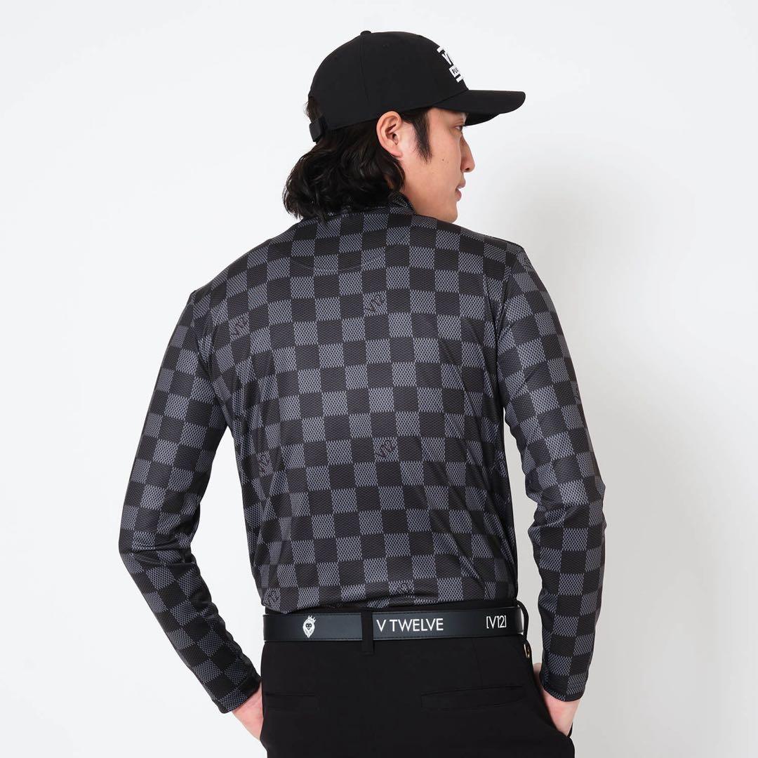 新品未使用　V12 長袖モックネック ブロックチェック柄　 XL