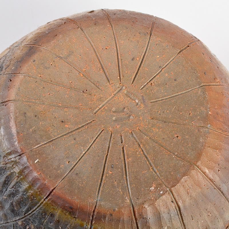 煎茶道具　備前焼　明光窯　蓮根摘蓮葉　宝瓶　急須　共箱　D　R6438