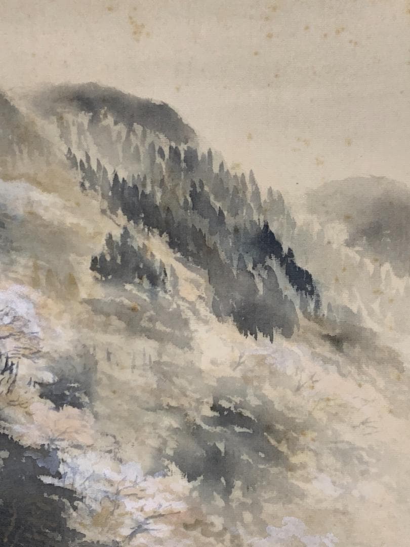 梅原藤坡 嵐山の春 絹本肉筆 掛軸 共箱 京都 土田麦僊師事 841