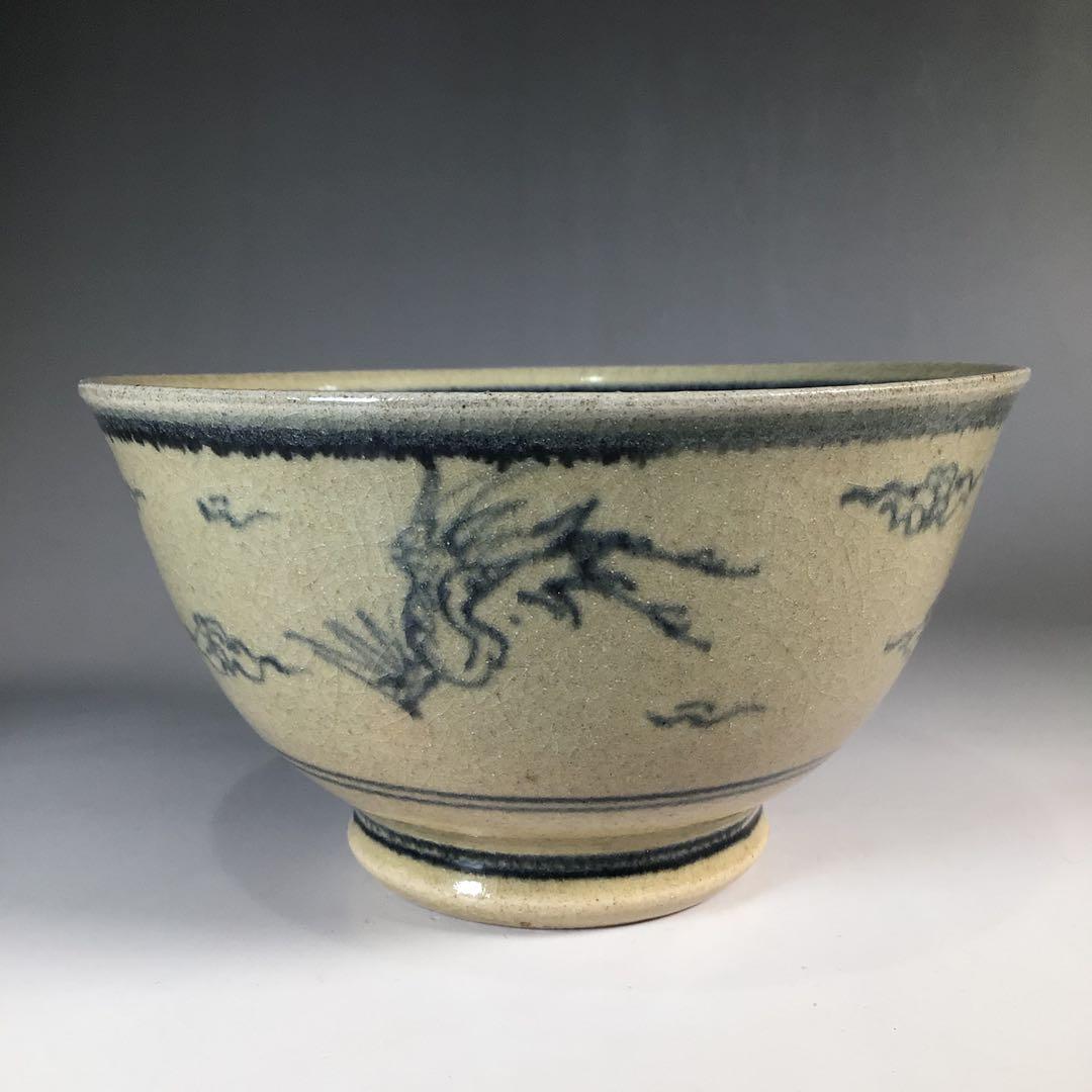 Ｎ４１４　茶碗　『膳所焼　陽炎園造』『淡々斎　箱書』『安南写茶碗』　共箱　茶道具