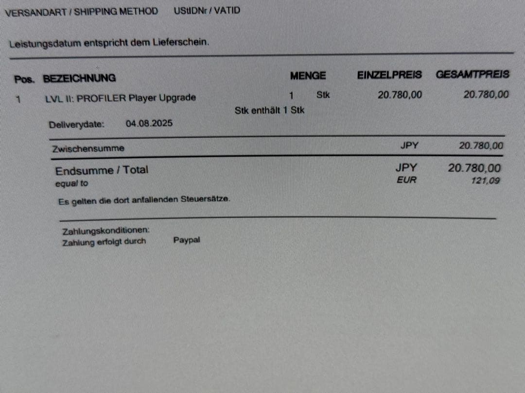 Kemper PROFILER PLAYER LVL Ⅱ適用済み