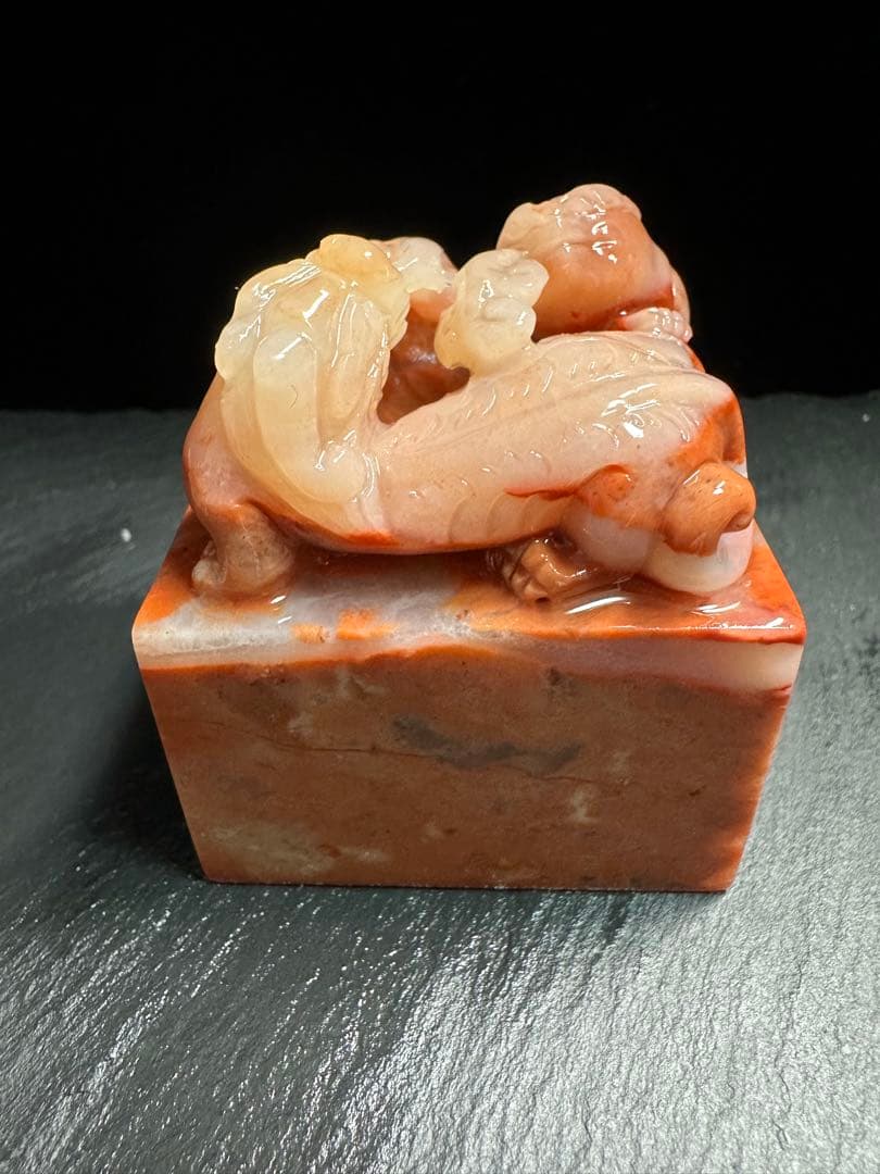 61ラオス石　手彫り　篆刻　書道　印材　日展　遊印　雅号印　箱付き