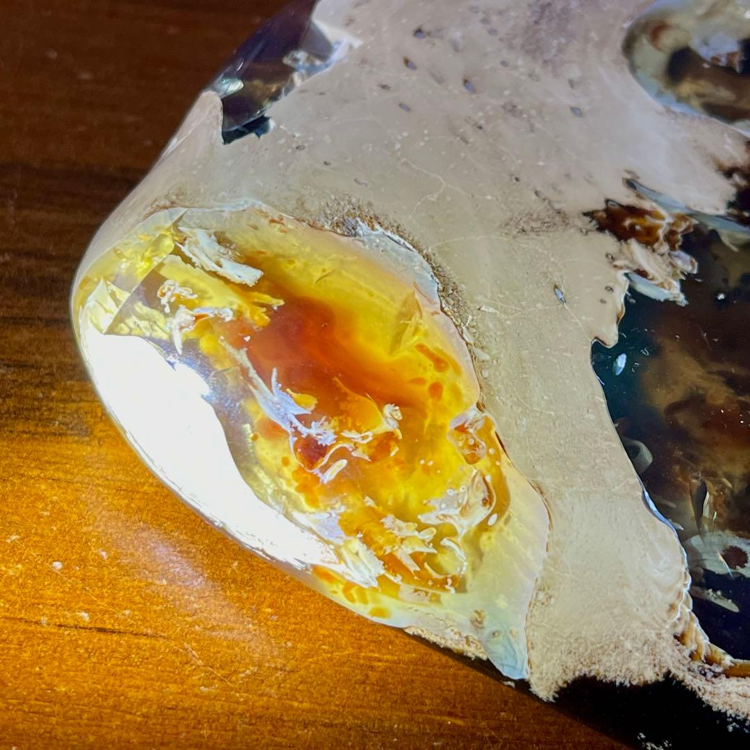 鑑別付 琥珀 原石 標本 巨大 タイガー アンバー レア 希少 鑑賞石