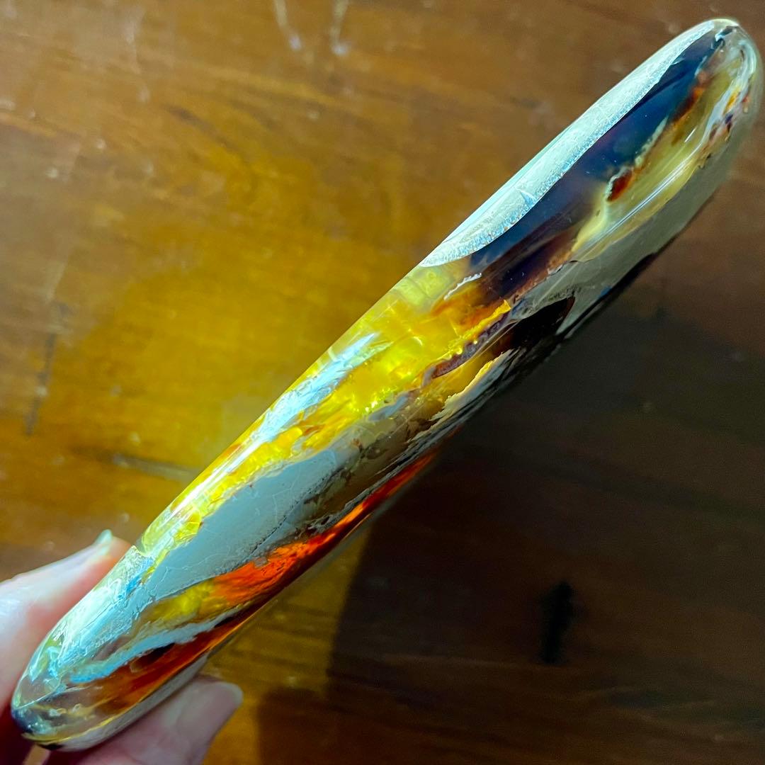 鑑別付 琥珀 原石 標本 巨大 タイガー アンバー レア 希少 鑑賞石