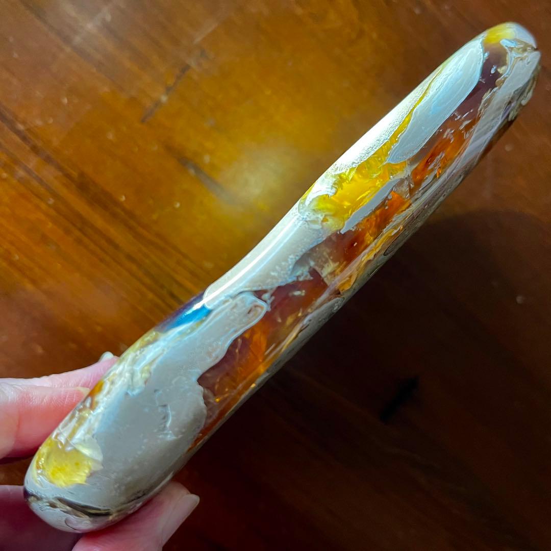 鑑別付 琥珀 原石 標本 巨大 タイガー アンバー レア 希少 鑑賞石