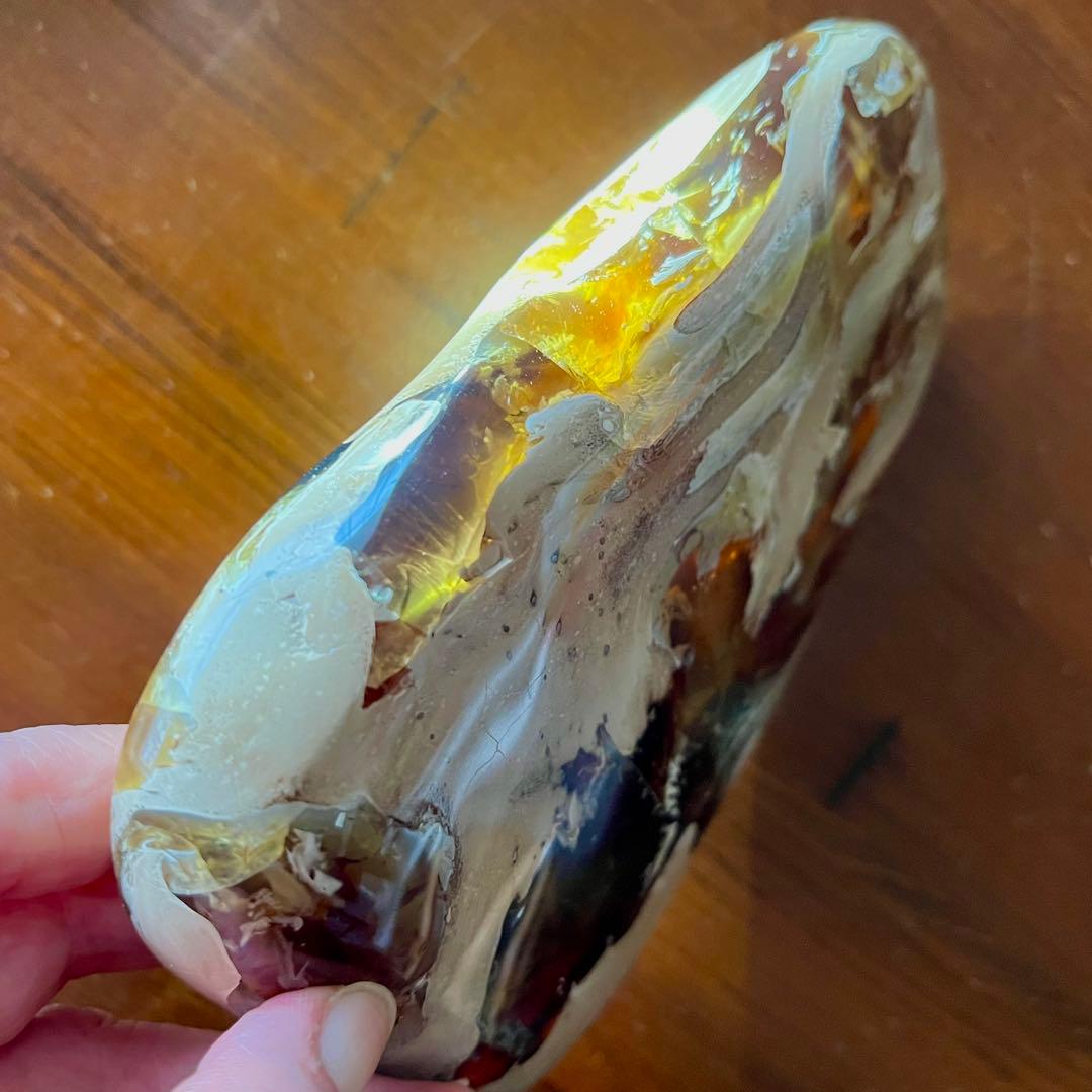 鑑別付 琥珀 原石 標本 巨大 タイガー アンバー レア 希少 鑑賞石