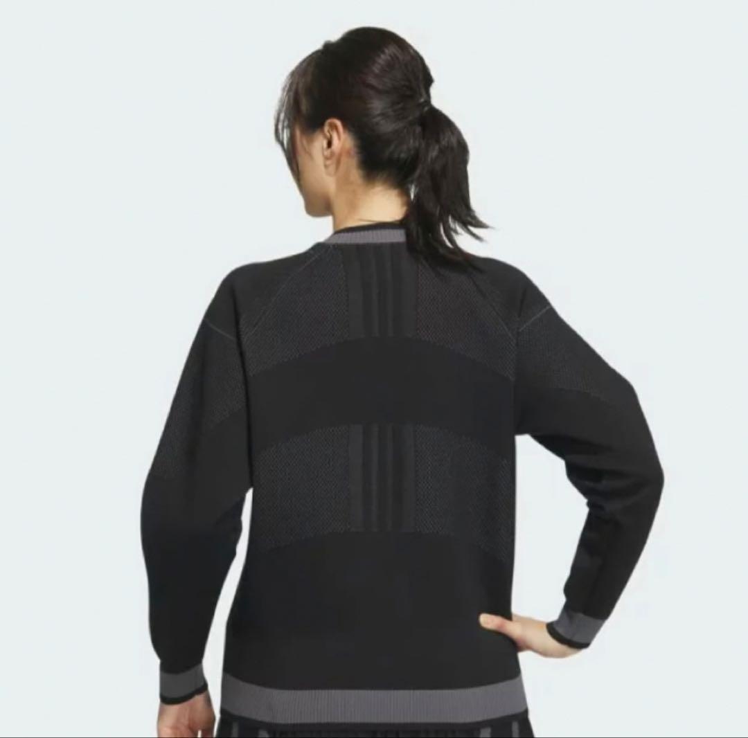 adidas ブラック メッシュ トレーナー ニット ゴルフ ウェア 大きめ