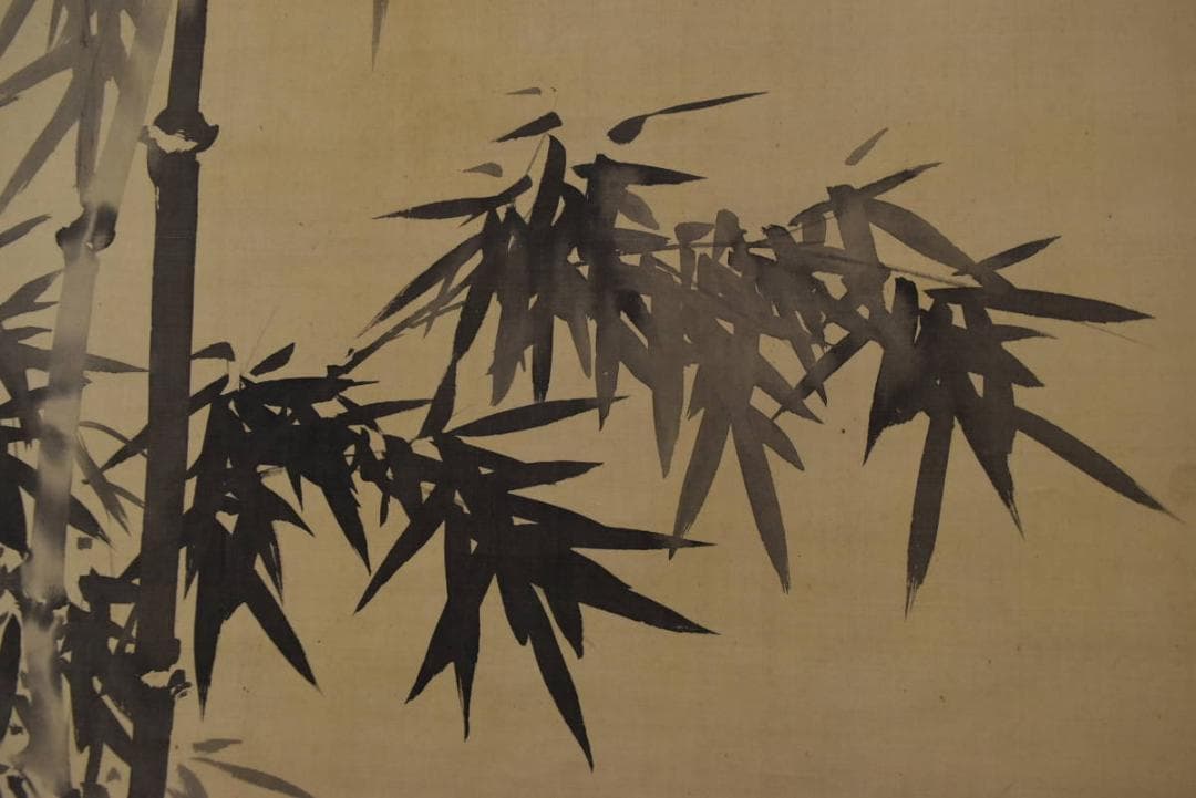 【真作】谷文晁/竹之図/横物/墨竹図/掛軸/名家伝来/AA-73