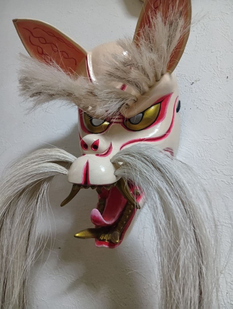 狐面(悪狐) 木彫 彫刻 祭り お面 仮面 伝統芸能