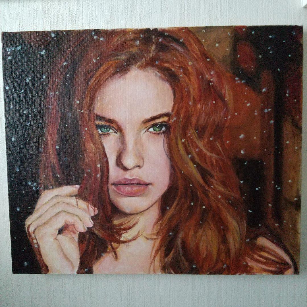 女性の肖像 油彩画 8号 F8 油絵 人物画#6