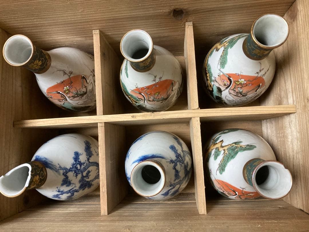 九谷焼 末川泉山 四合徳利6本 骨董 古美術