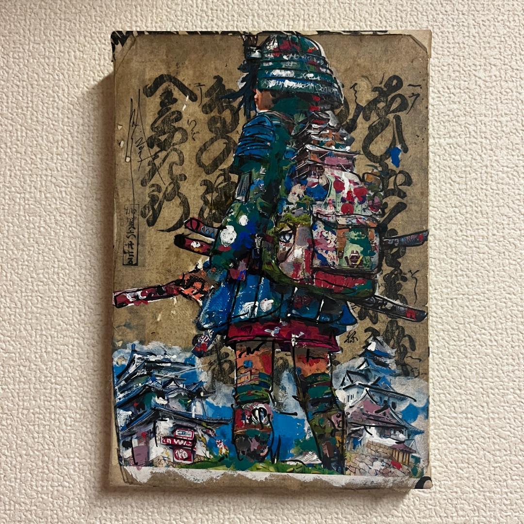 カラフルな武士の日本画