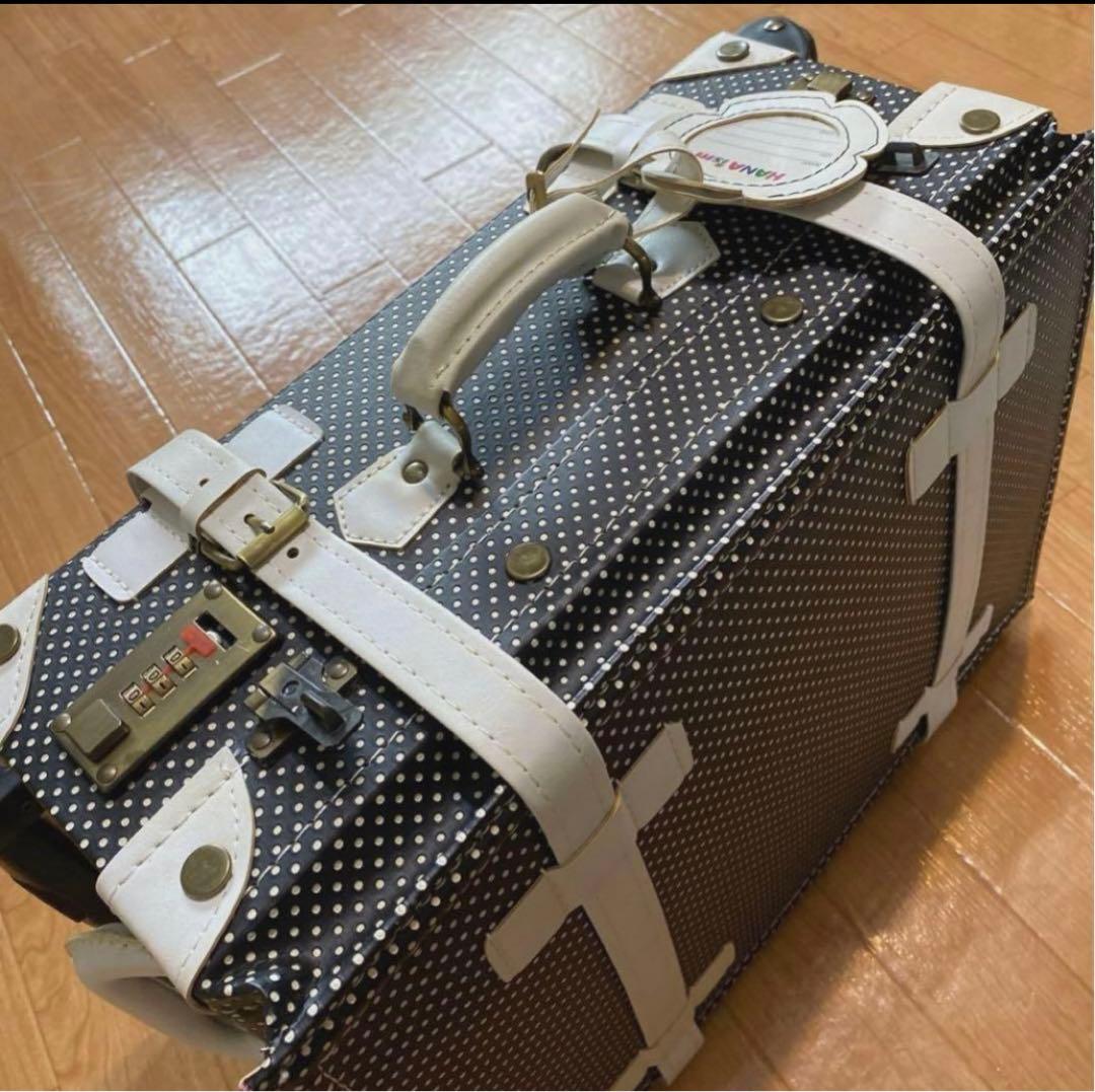 ゴスロリータメイドキャリーバッグ黒白ドットキャリーケース旅行バッグS機内持ち込み