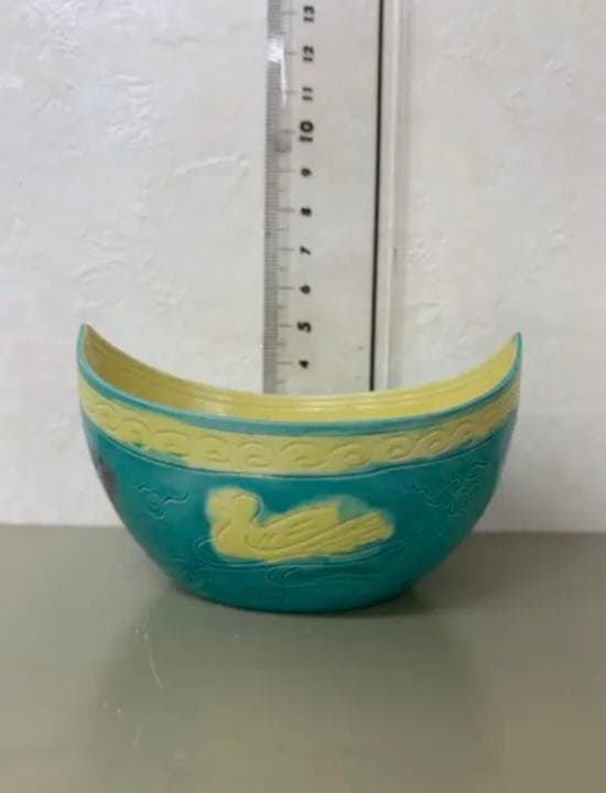 中国清康熙年製素三彩船　骨董アンティーク古美術品　唐物　江戸　青磁コレクション