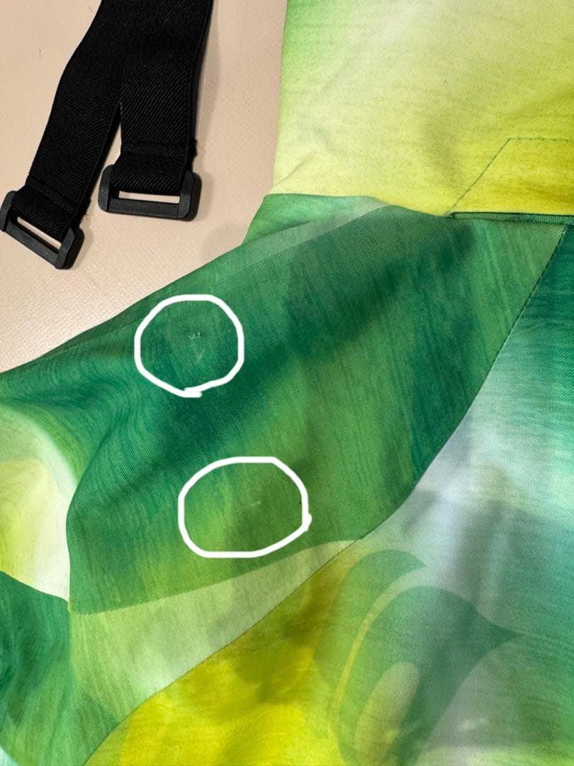 スキーウェア グリーン/イエロー 取り外しフード