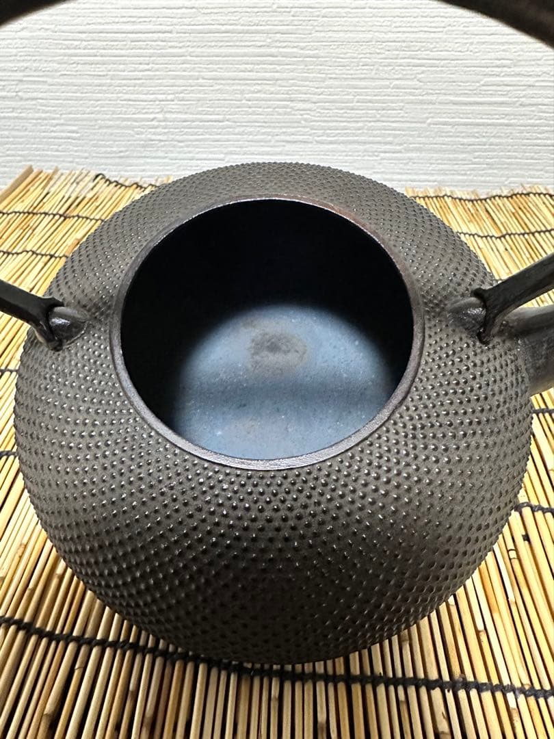 デッドコンディション、付属品付　南部金狐堂　１５型算玉形　南部鉄瓶　南部鉄器