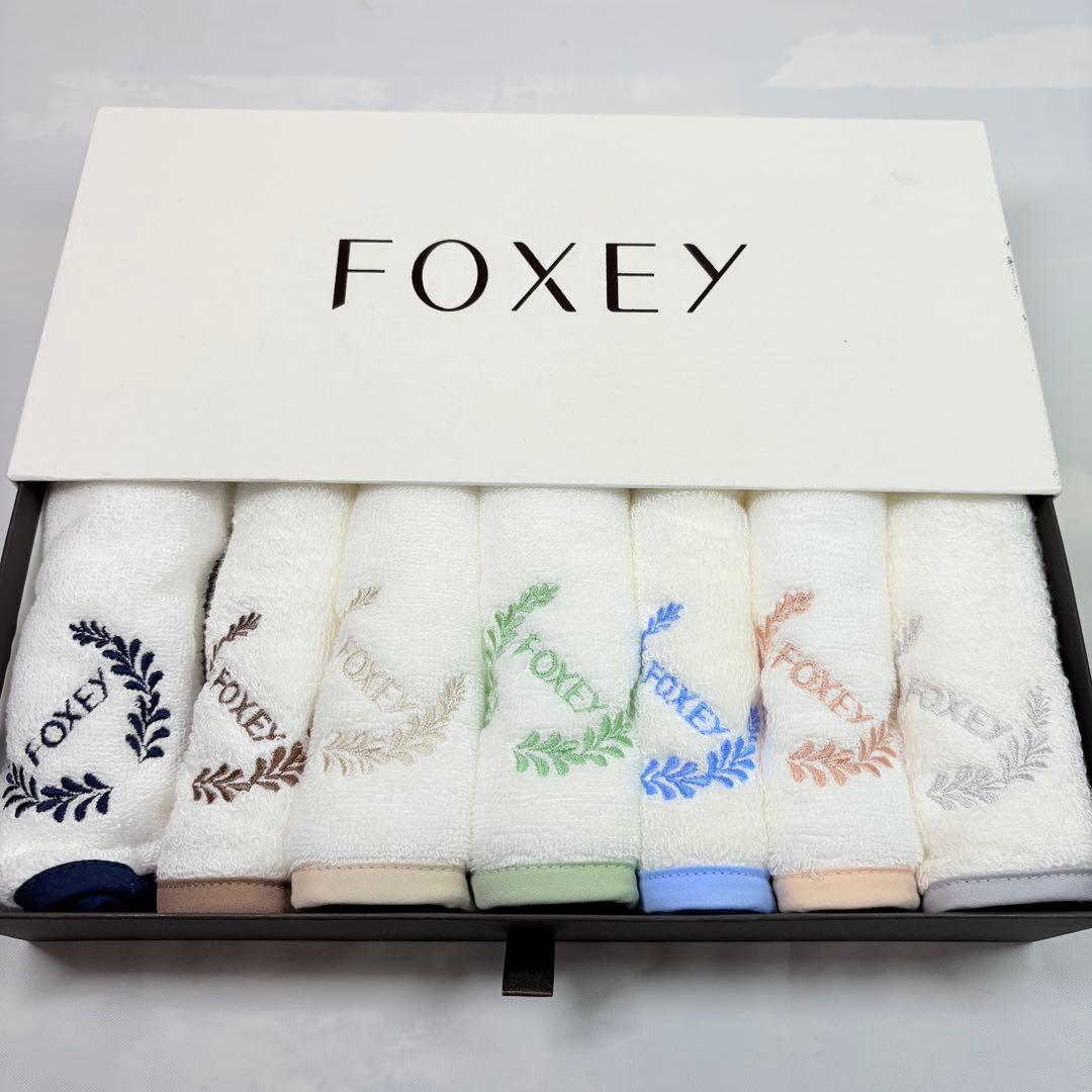 FOXEY フォクシー ハンドタオル 7枚セット ロゴ刺繍 コットン ギフト