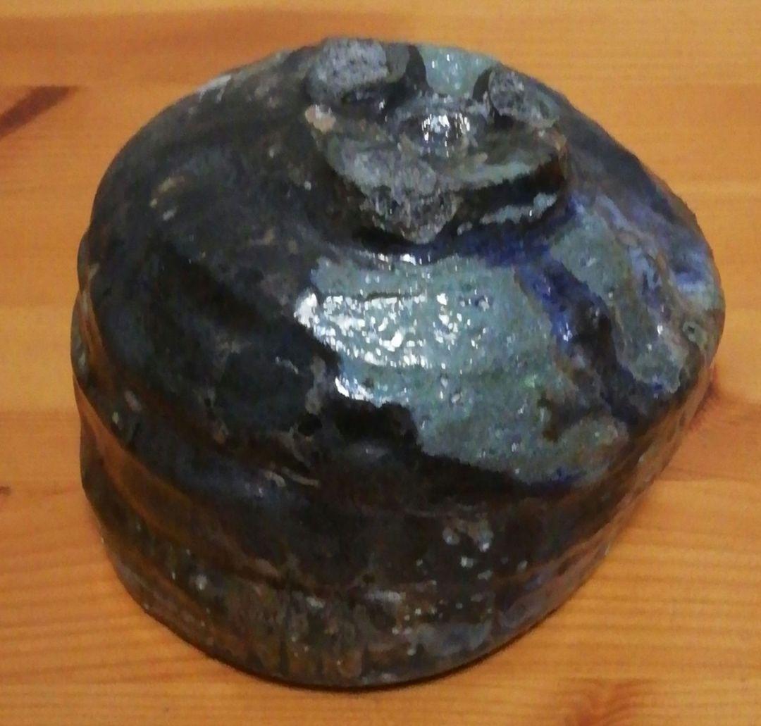 今西公彦作　丹波焼　黒丹波　茶碗　共箱　略歴付　茶道具