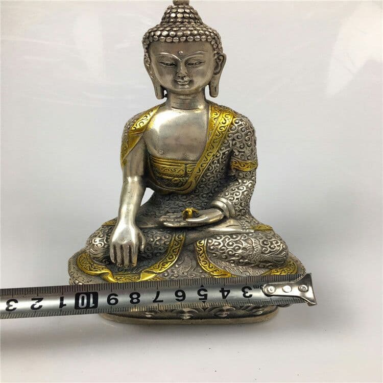 旧白銅発銀釈迦仏像の置物