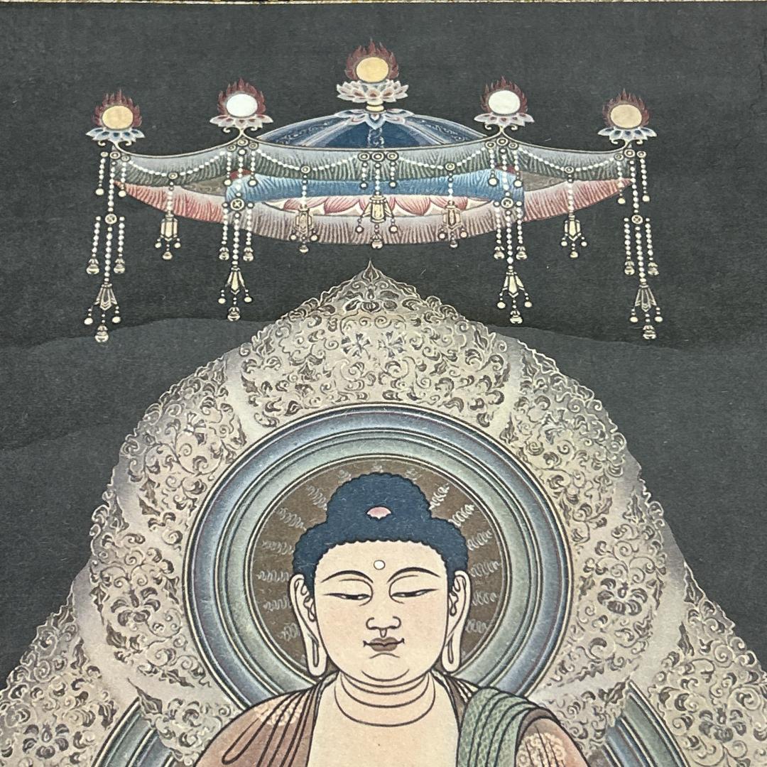 真*如様 掛軸 曹洞宗三尊仏 木箱付き 仏画 曹洞宗宗務庁藏版 落款あり 曹洞三