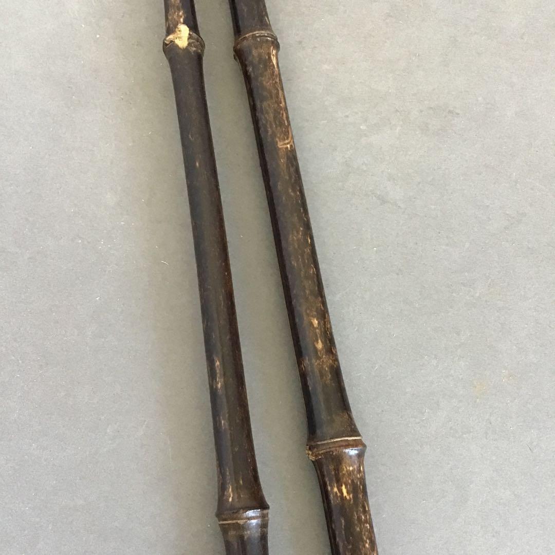 茶道具　掛軸掛け　矢羽津(矢筈)　黒竹　2段組み　金具付　紙箱　S1049KK