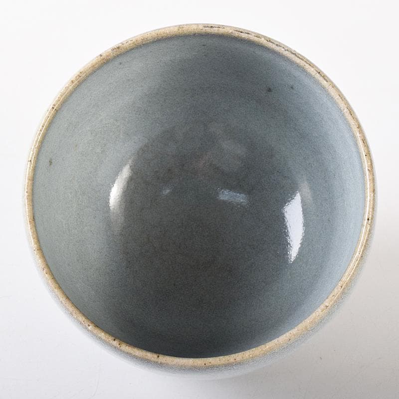 茶道具　木村盛伸作　灰釉立鶴　茶碗　共布共箱　C　R8708