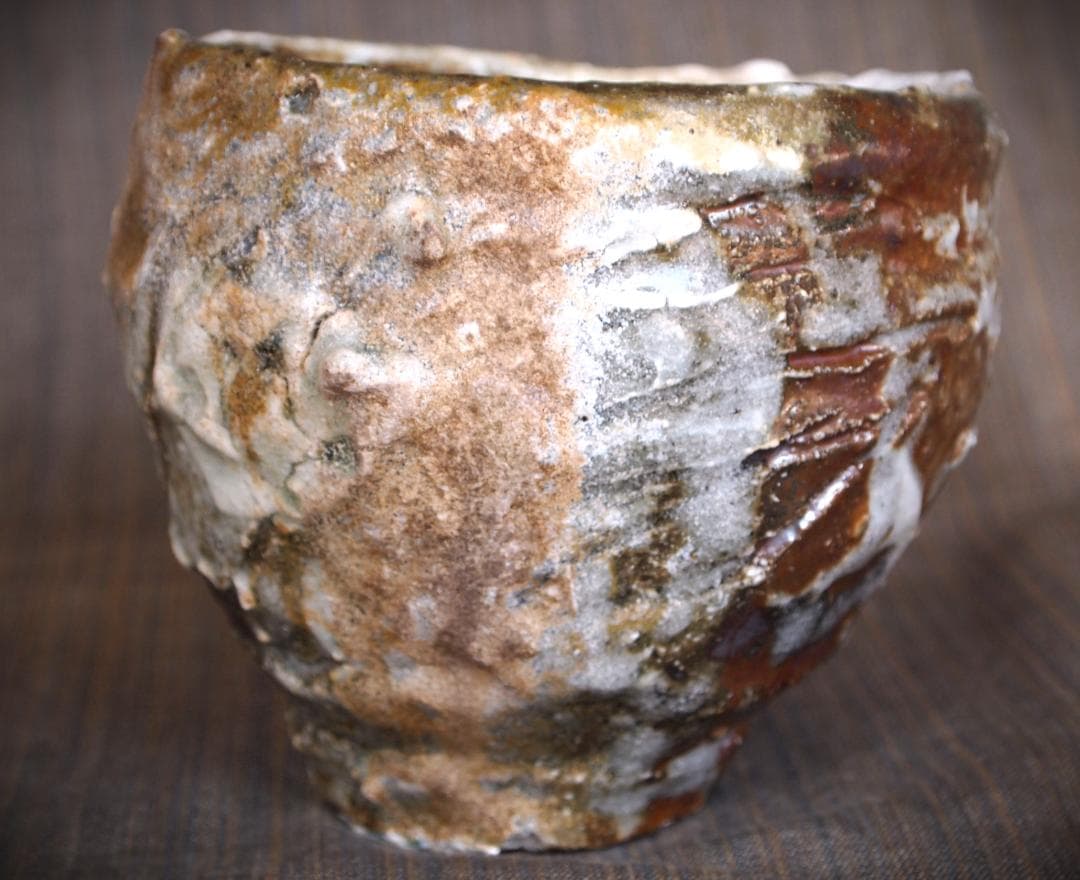 希少作★加藤委★川小牧引っ掻き茶碗★共箱