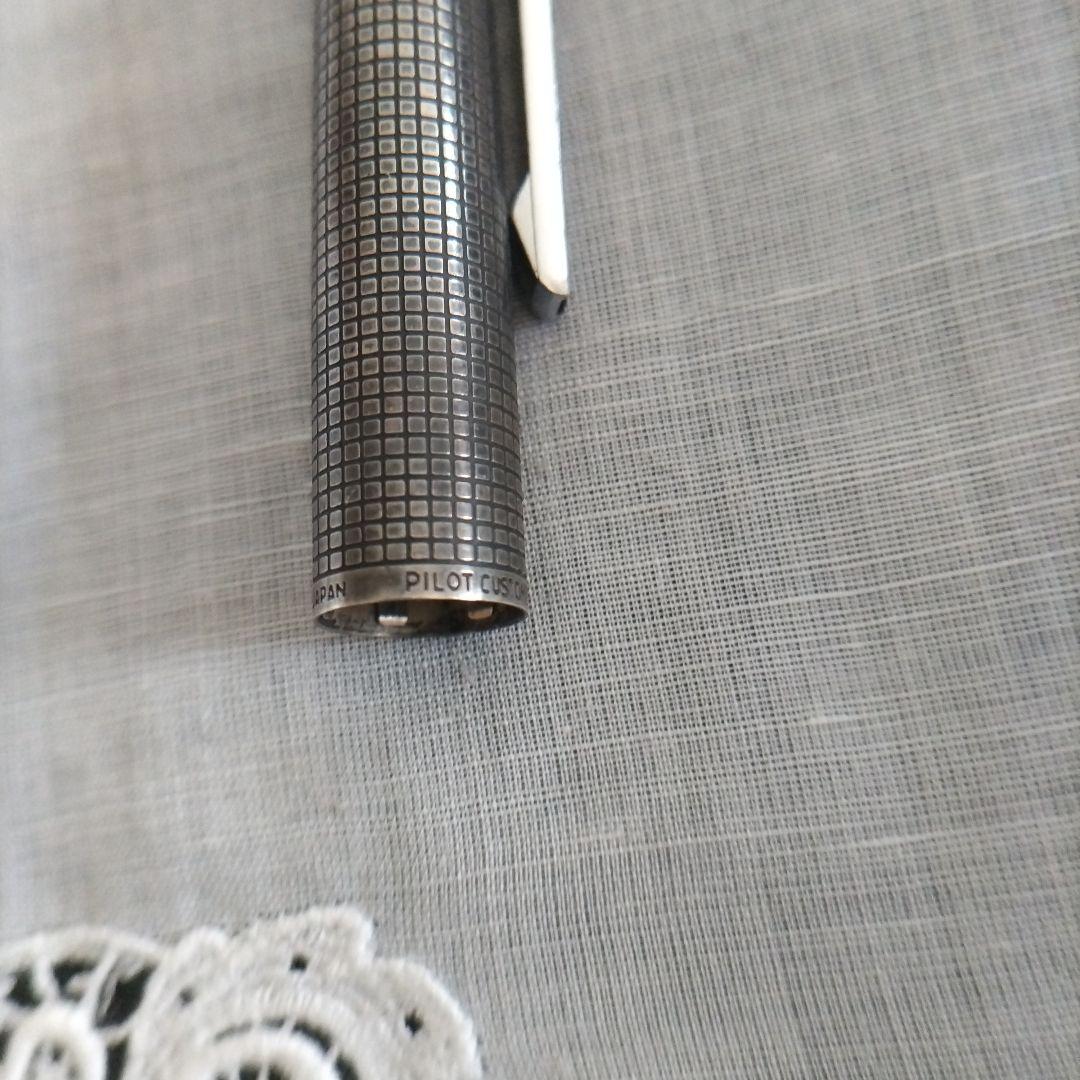 PILOT 18KWG スターリングシルバー 万年筆 シルバーン 格子