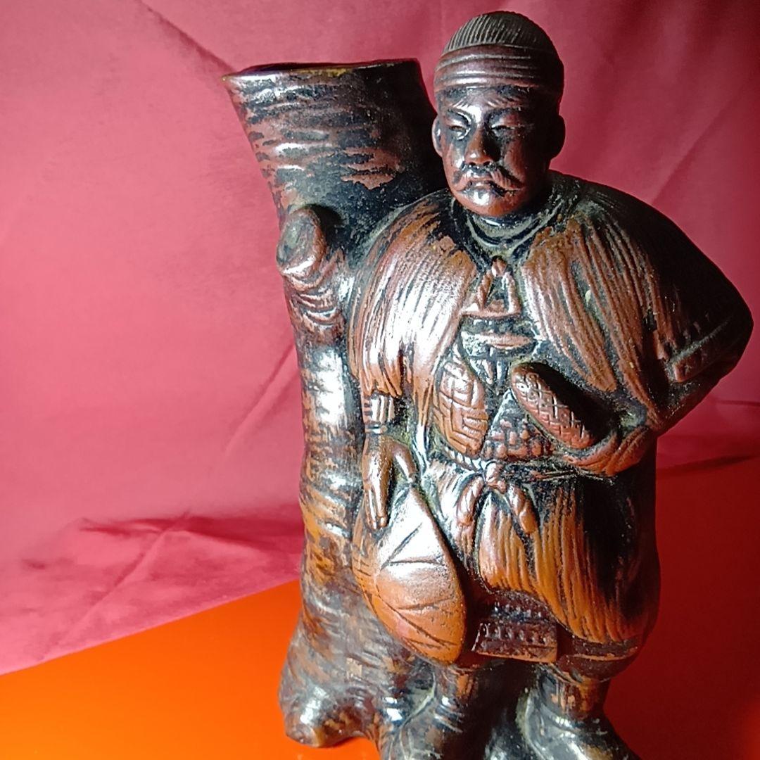 備前焼　骨董　珍品　児島高徳　小島高徳　花入　筆筒　人形