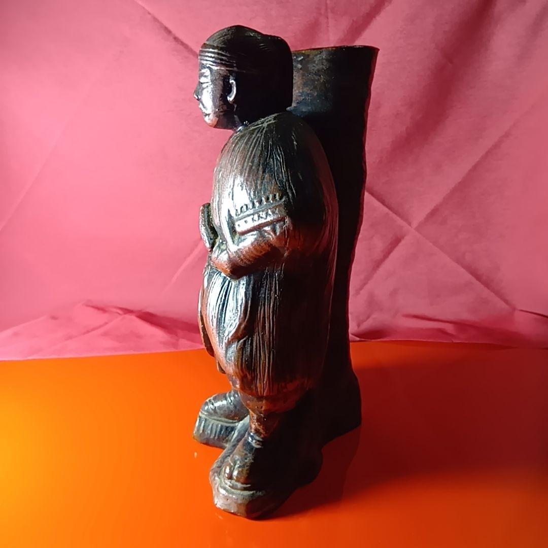 備前焼　骨董　珍品　児島高徳　小島高徳　花入　筆筒　人形