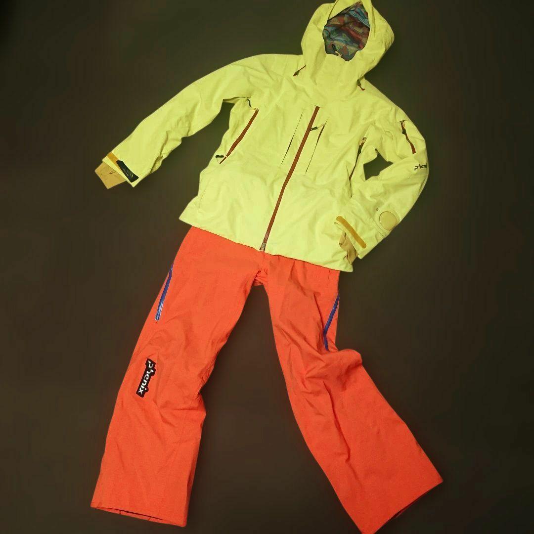 送料無料【Phenix】イエロー×オレンジスキーウェア上下まとめ 上M下M