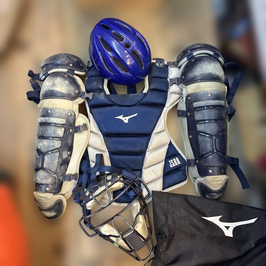 か*な様 ミズノ JSBB 少年軟式用キャッチャー防具セット ネイビー　ゼット