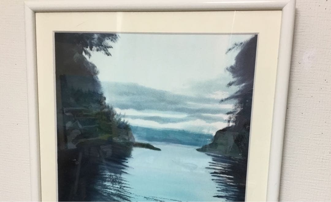 油彩画　「　入り江　」額入